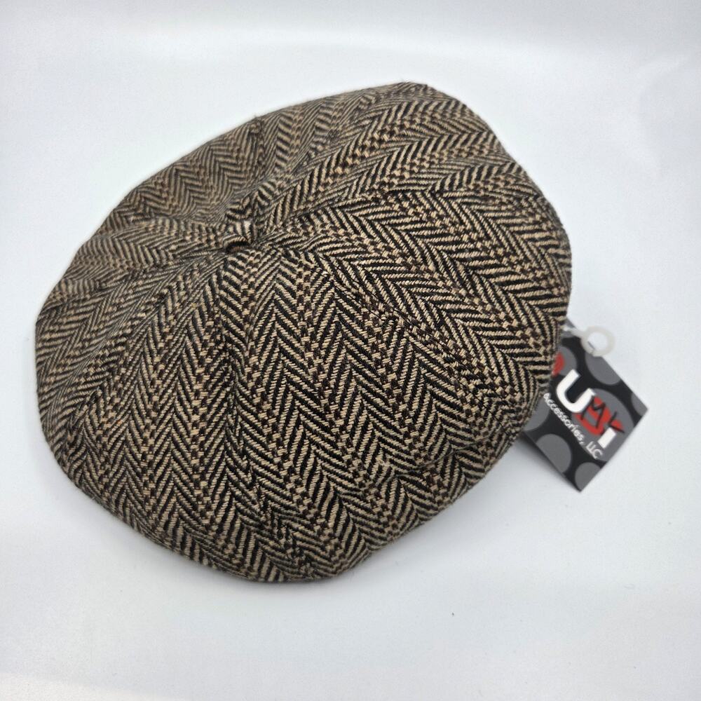 UBI Newsboy Cap Hat Men's M/L Houndstooth Ivy Cabbie Driving Golf Cap NWT 4299